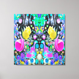 Impressão Em Tela Colagem de Lírio Stargazer, Rosa e Hibisco Rosa