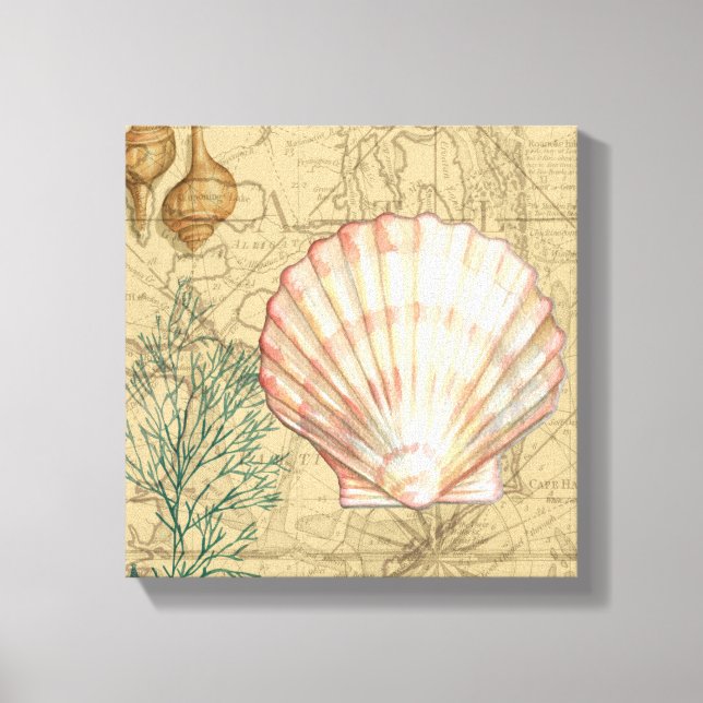 Impressão Em Tela Colagem de Mapa Costeiro (Frente)