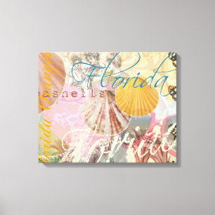 Impressão Em Tela Colagem de Prateleiras de Viagem da Flórida Vintag