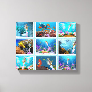 Impressão Em Tela Colagem de Sereia Famosa.