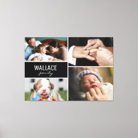 Colagem de várias fotos com sobrenome da família