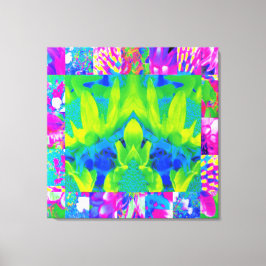 Impressão Em Tela Colagem do Jardim de Girassol com abstrato Patchwo