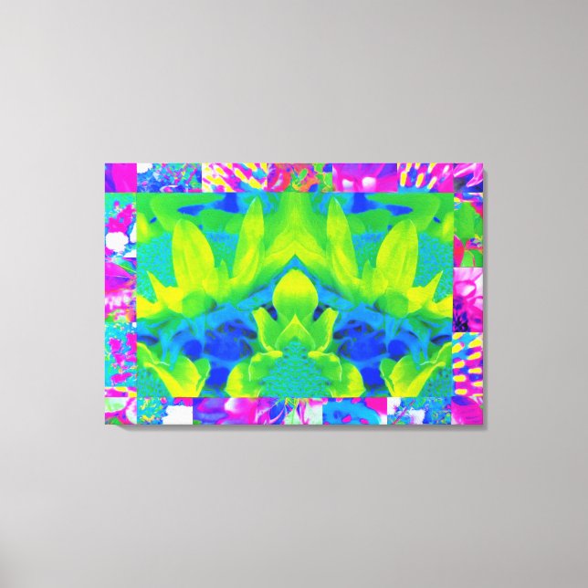 Impressão Em Tela Colagem do Jardim de Girassol com abstrato Patchwo (Frente)