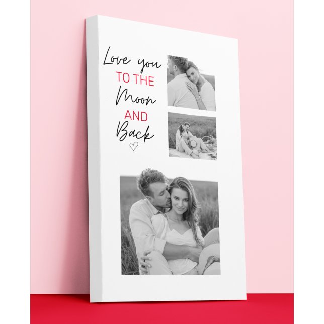 Impressão Em Tela Colagem Foto Do Casal E Citação Romântica Na Lua (Criador carregado)