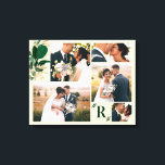 Impressão Em Tela Colagem Fotográfica do Dia de Folhagem Verde<br><div class="desc">Folhagem Verde e Dourada com Monograma Personalizado Letra Inicial - Na moda e bela com as suas imagens fotográficas de 5 dias de casamento - canvas de colagem personalizada com design de bloco de cores em Verde, Beige e Dourado - com a sua carta inicial monogramada e 5 fotografias de...</div>