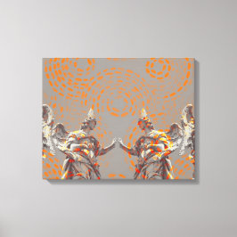 Impressão Em Tela Colagem legal de esculturas e círculos laranja