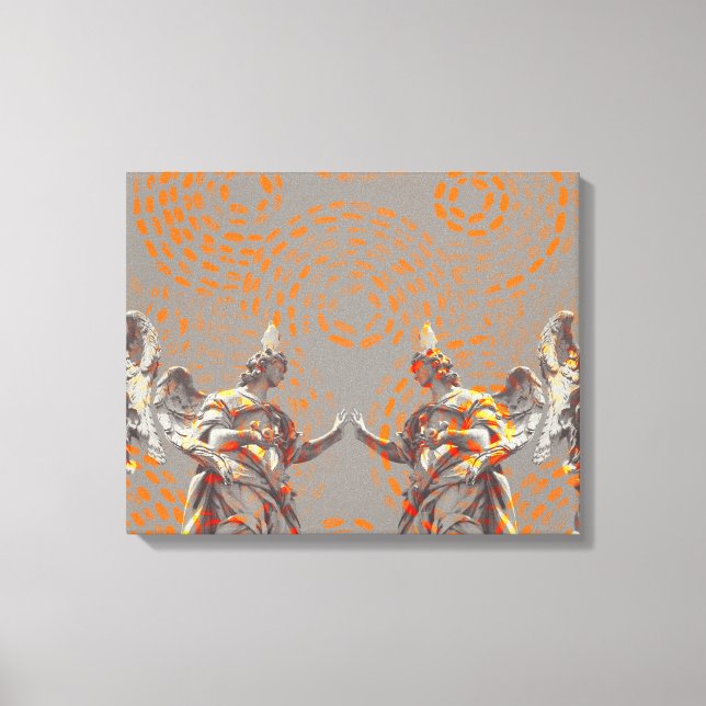Impressão Em Tela Colagem legal de esculturas e círculos laranja (Frente)