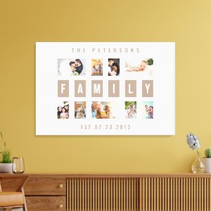 Impressão Em Tela Colagem Moderna de Parede para Família com 9 Fotos