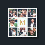 Impressão Em Tela Colagem Personalizada 8 Foto Dourada Monograma de<br><div class="desc">Crie sua própria tela imprimindo arte de parede com seu próprio casamento,  aniversário,  noivado e fotos especiais.</div>