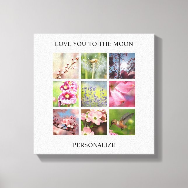 Impressão Em Tela Colagem personalizada das fotos com seu texto (Frente)