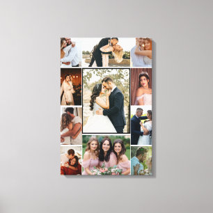 Impressão Em Tela Colagem Personalizada de 11 Fotos de Casamento em