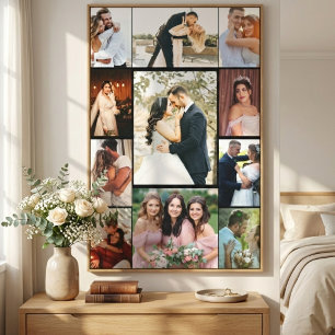 Impressão Em Tela Colagem Personalizada de 11 Fotos de Casamento em