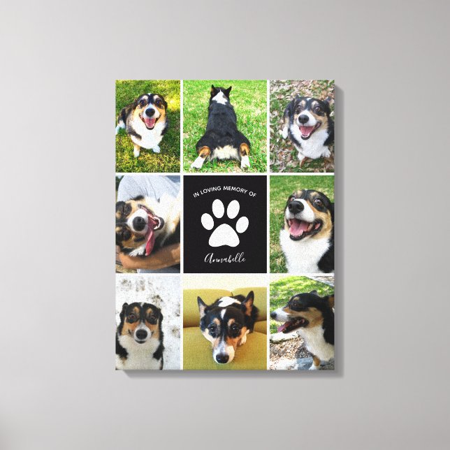 Impressão Em Tela Colagem Personalizada de Cão 8 Fotográfica Pet Mem (Frente)
