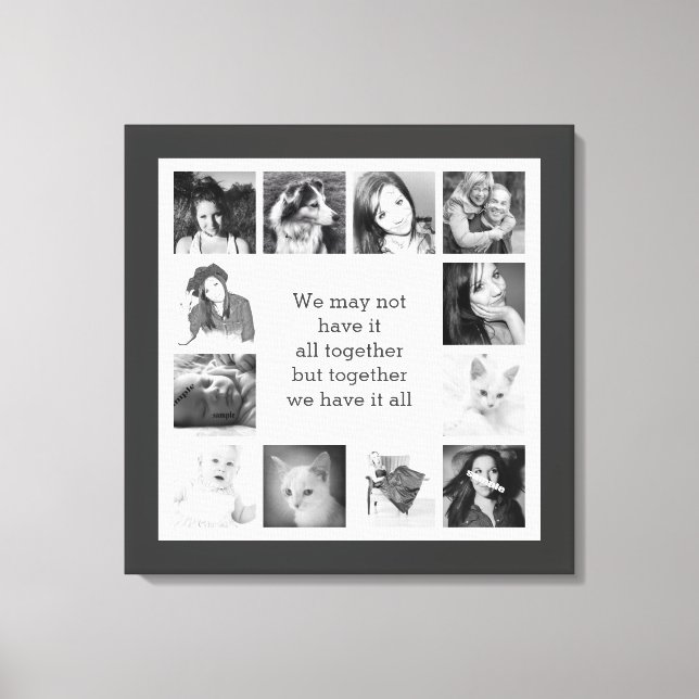 Impressão Em Tela Colagem Personalizada de Fotos de Memórias da Famí (Frente)