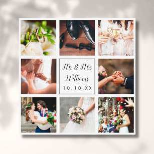 Impressão Em Tela Colagem Personalizada de Fotos do Dia do Casamento