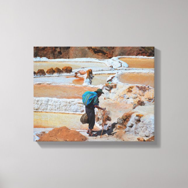 Impressão Em Tela Colheita de Sal em Maras, Peru (Frente)