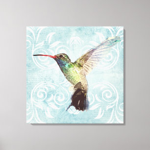 Impressão Em Tela Colibri com fundo do Flourish