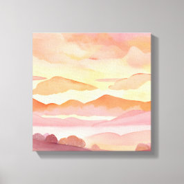 Impressão Em Tela Colinas de Aquarela Sunset | Pintura do Céu de Mat