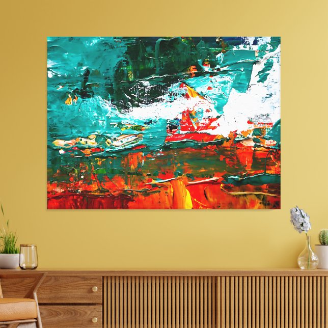 Impressão Em Tela Colisão Tropical Abstrata (Insitu(Sala de estar))