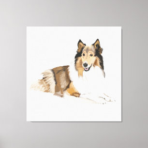 Impressão Em Tela Collie Áspero de Pelo Longo