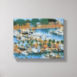 Impressão Em Tela Colorful Marina Wall Art Coastal Harbor Boats
