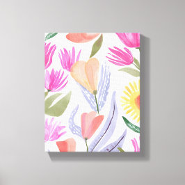 Impressão Em Tela Colorful Watercolor Wildflowers | Hand Painted