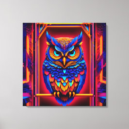 Impressão Em Tela Colorida Abstrato Techno Owl