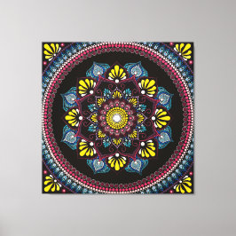 Impressão Em Tela Colorida Dot Art Mandala | Sacred Geometry Boho