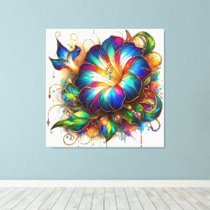 Impressão Em Tela Colorida Glória da Manhã em Estilo Vidro Pintado 