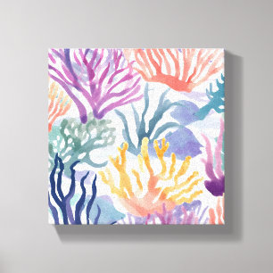 Impressão Em Tela Colorido Coral   Pintura em Aquarela de Coral Oceâ