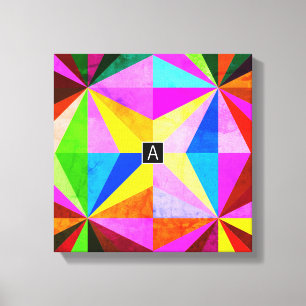 Impressão Em Tela Colorido Moderno Geométrico Multi-Colorido Monog