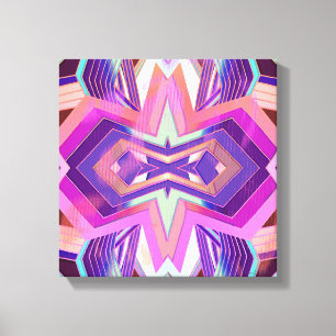 Impressão Em Tela Colorido Rosa Roxo Vibes Geométricas Vintage