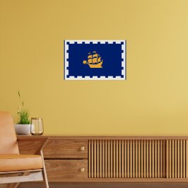 Impressão em Tela com Bandeira de Quebec City, Can