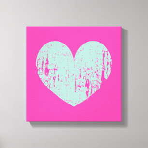 Impressão em tela com símbolo de coração azul turq