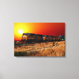 Impressão Em Tela Comboio de locomotiva Diesel Sunset 24"x16" Grande