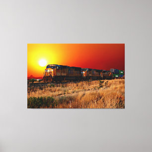Impressão Em Tela Comboio de locomotiva Diesel Sunset 60"x40" Grande
