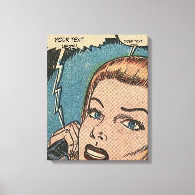 Impressão Em Tela Comic Roy Lichtenstein Style Redhead no telefone (Frente)