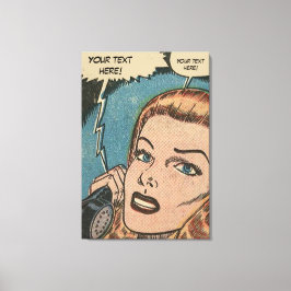 Impressão Em Tela Comic Roy Lichtenstein Style Redhead no telefone