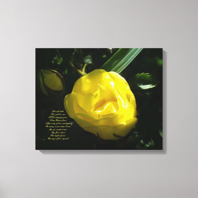 Impressão Em Tela Como Luz Suave em uma Rosa Amarela (Frente)