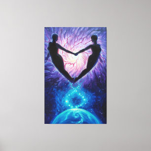 Impressão Em Tela companheiros de amor cósmico no universo