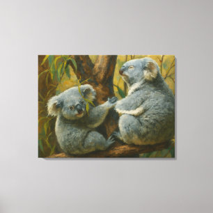 Impressão Em Tela Companheiros Koala - Par Real da Vida Selvagem