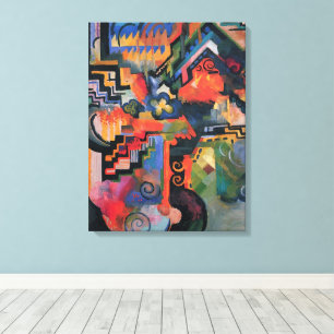 Impressão Em Tela Composição Colorida de August Macke, Arte Antiga