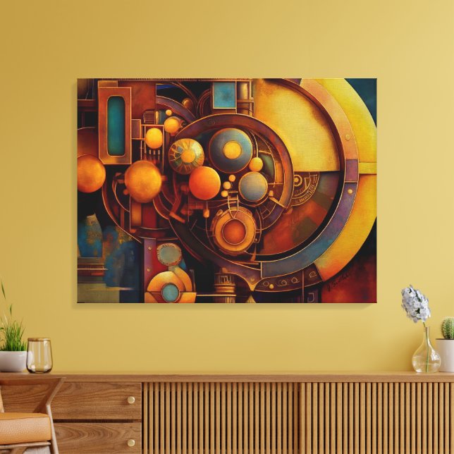 Impressão Em Tela Composição de Orbe Mecânico Steampunk (Insitu(Sala de estar))