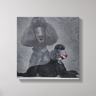 Impressão Em Tela Composição de Poodle Padrão Elegante Preto