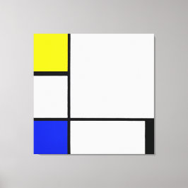 IMPRESSÃO EM TELA COMPOSIÇÃO MONDRIANA COM AMARELO, AZUL, PRETO 1929