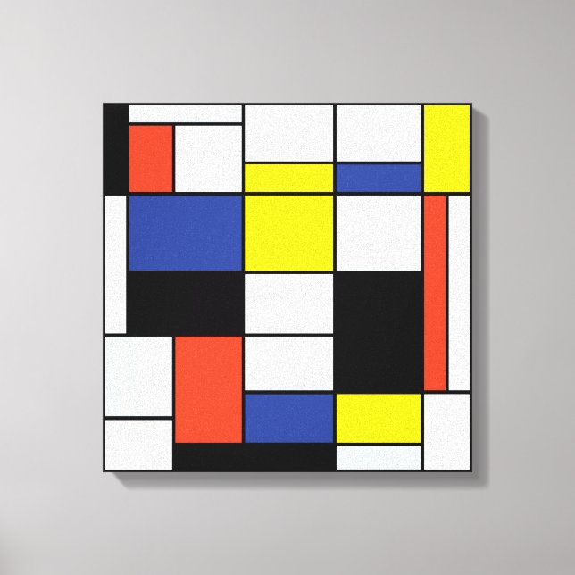 Impressão Em Tela Composição Piet Mondrian A - Arte Moderna Abstrato (Frente)