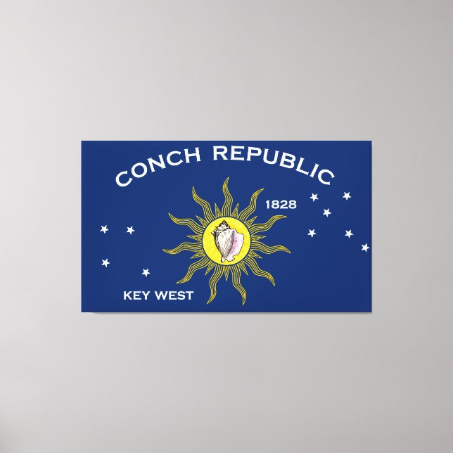 Impressão Em Tela Conch Republic Flag Key West Florida (Frente)