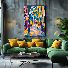 Impressão Em Tela Concierto Callejero: Arte Favista con Música Color