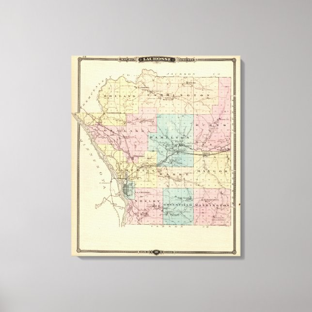 Impressão Em Tela Condado de Lacrosse, Wisconsin (Frente)