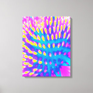 Impressão Em Tela Coneflower Abstrata Rosa, Azul e Amarela
